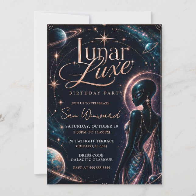 Lunar Luxe 21-årsfest Inbjudningar (Framsida)