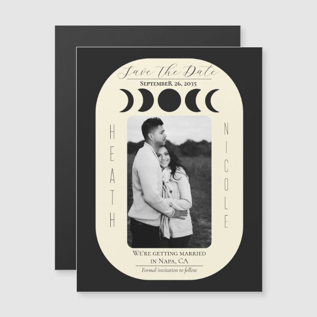 Lunar Luxe Black & Cream Måne sparar datumet (Fram/baksida)