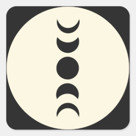 Lunar Luxe Svart & Crème Månfas Bröllop  Fyrkantigt Klistermärke