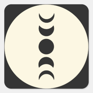 Lunar Luxe Svart & Crème Månfas Bröllop  Fyrkantigt Klistermärke