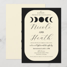 Lunar Luxe Svart & Crème månfas bröllop  Inbjudningar