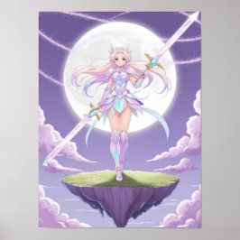 Lunar Magic Girl Wall Art - Pastel Moonblade Poster