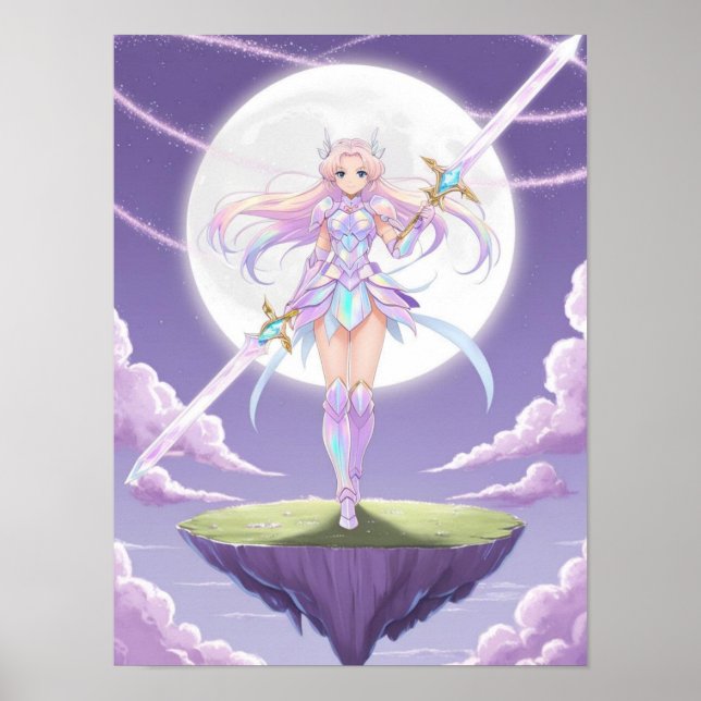 Lunar Magic Girl Wall Art - Pastel Moonblade Poster (Framsidan)