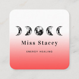 Lunar Måne Phase Energy Healer Andlig Red Ombre Fyrkantigt Visitkort