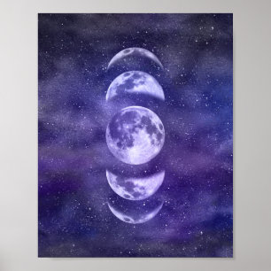Lunar Måne Phases Astrology Art Poster