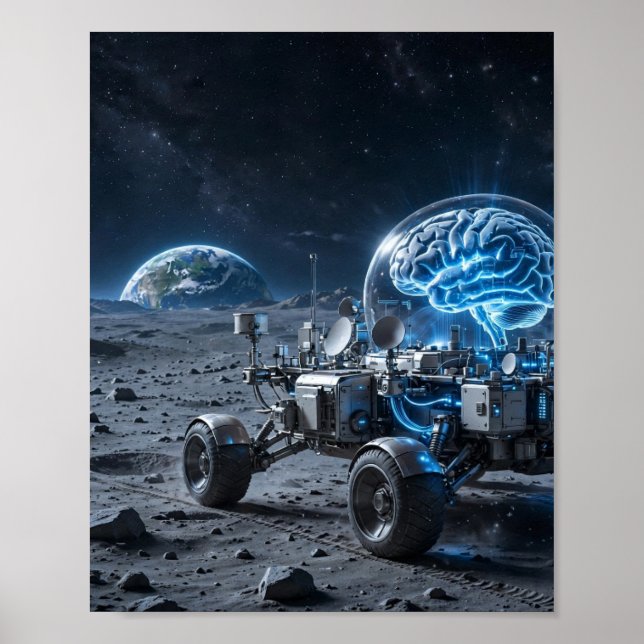 Lunar Mind — Månrover AI Dator Poster (Framsidan)