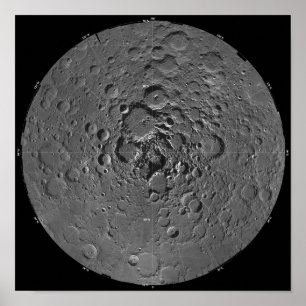 Lunar mosaik av den norr polara regionen av Met Poster