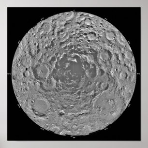Lunar mosaik av den södra polara regionen av Met Poster