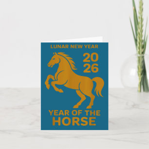 Lunar New Year 2026 Häst Zodiac Familj Wer Srit Kort