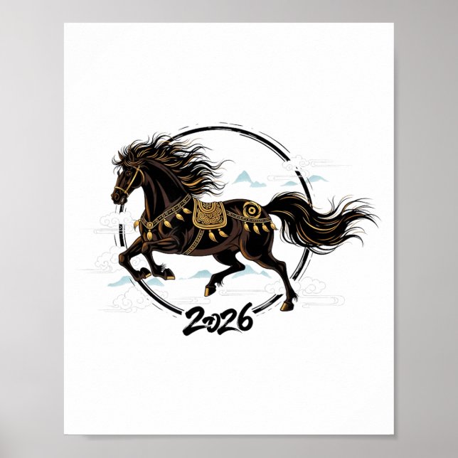 Lunar New Year 2026 Horse Chinese Zodiac Celebrati Poster (Framsidan)
