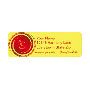 Lunar New Year Happity Prosperity Harmony Returadress Etikett