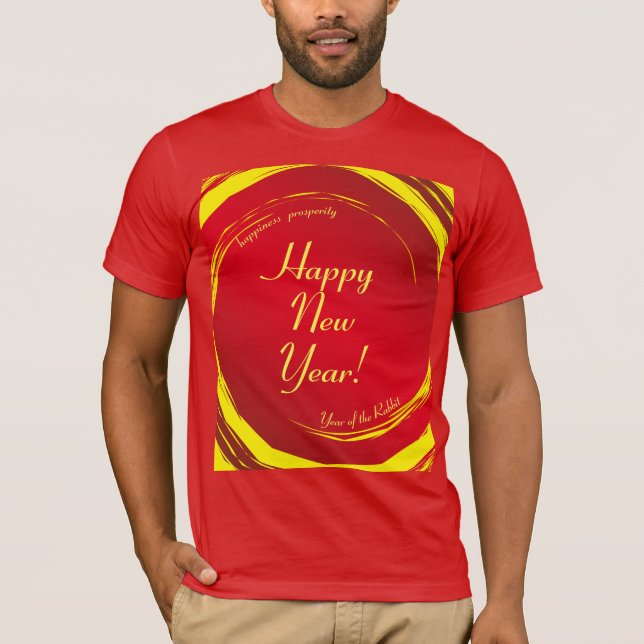 Lunar New Year Happity Prosperity Harmony T Shirt (Framsida)