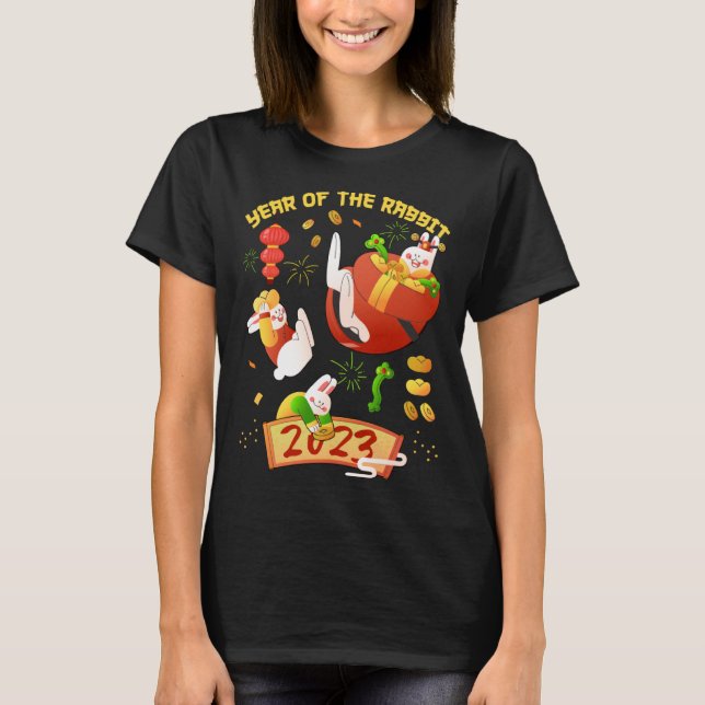 Lunar New Year Of The Rabbit Chinese Happy New Yea T Shirt (Framsida)