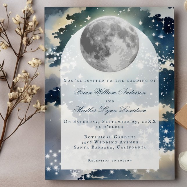 Lunar Night Himmel Bröllop Inbjudningar (Lunar Night Sky Wedding Invitation)
