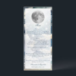 Lunar Night Himmel Bröllop Meny<br><div class="desc">Anpassa en modern meny för din mottagning med den här Lunar Night Himmel Bröllop Menu. Menydesignen har molnet inbäddat natten himmel upplyst av en fullt med tvillingstjärnor med elegant-skript och modern typografi för middagsalternativen, bruden och rummen namn och bröllop. Perfekt för paret som vill ha ett heligt tema i bröllop....</div>