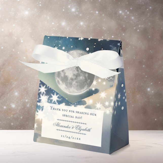 Lunar Night Himmel Bröllop Presentaskar (Lunar Night Sky Wedding Favor Box)