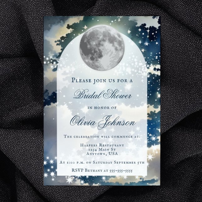 Lunar Night Himmel Möhippa Inbjudningar (Lunar Night Sky Bridal Shower Invitation)
