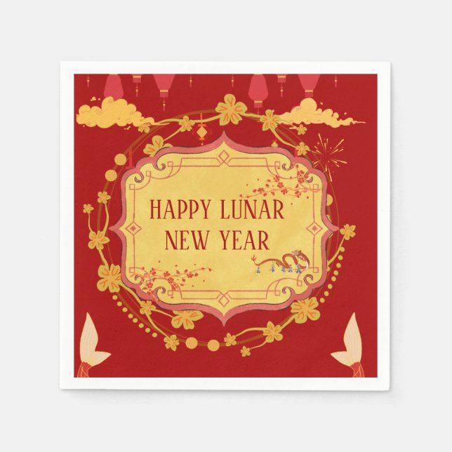 Lunar Nya året Firande: En glädjens natt Pappersservett (Framsidan)