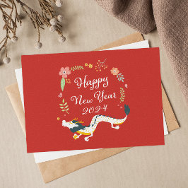 Lunar nyår 2024 Dragons år Vykort