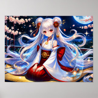 Lunar Princess under Cherry Blommars Poster
