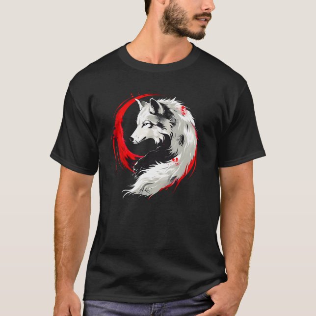 Lunar Red White Varg T Shirt (Framsida)