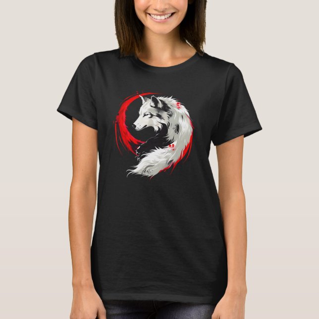 Lunar Red White Varg T Shirt (Framsida)