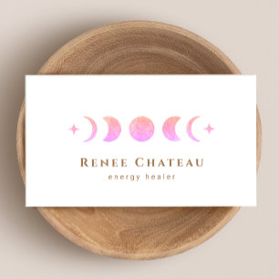Lunar Rosa Ombre Måne Phases Reiki Practitioner Visitkort