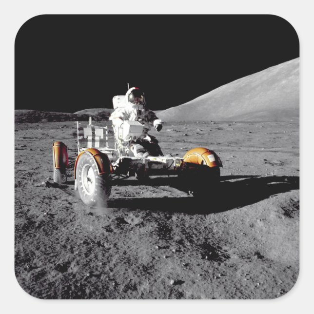 Lunar Rover, Apollo 17 Fyrkantigt Klistermärke (Framsida)