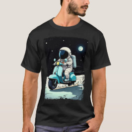 LUNAR SCOOTERIST - Roligt 2D Tecknad av astronaut T Shirt