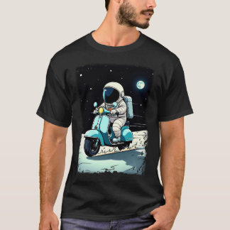 LUNAR SCOOTERIST - Roligt 2D Tecknad av astronaut T Shirt