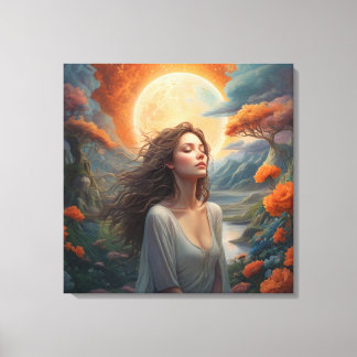 Lunar Serenity: Förtrollad Skogsmuse Canvastryck
