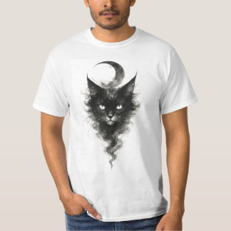 Lunar Shadow Cat – Mystisk Nattvarelse Konst T Shirt