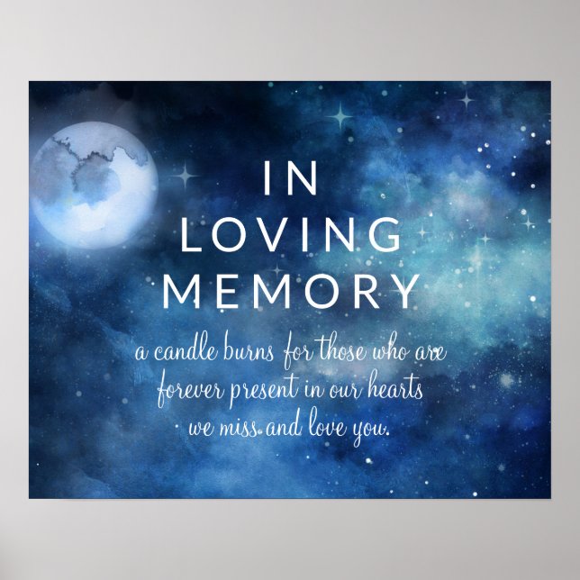 Lunar Sky Full Moon Stars Minnestavla Poster (Framsidan)