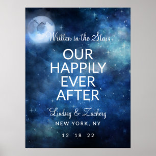 Lunar Sky Moon Lycklig För Evigt Mottagningsskylt Poster