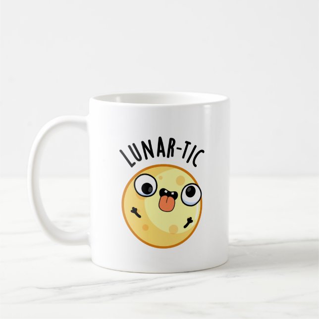 Lunar-tic Funny Astronomy Måne Pun Kaffemugg (Vänster)