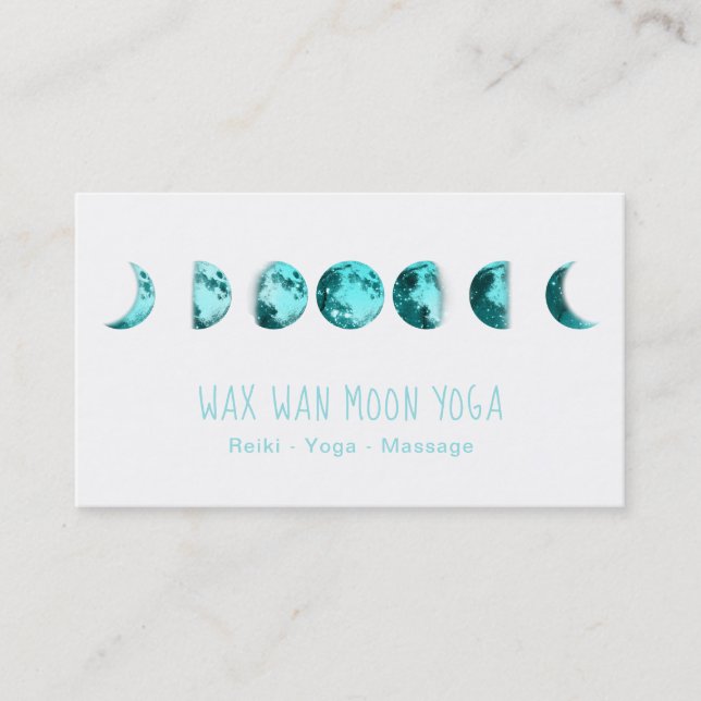 *~* Lunar Vax Wan Fullt TURQUOISE BLUE Måne Phases Visitkort (Framsida)