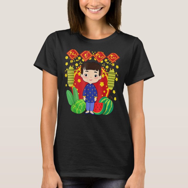 Lunar vietnamesisk nyåring Nhu Y Phat Tai Kids Red T Shirt (Framsida)