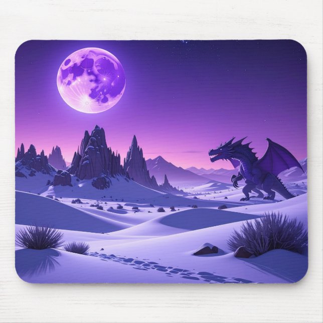 Lunar Wyrm – Purple Dragon Under the Moon Mousepad Musmatta (Framsidan)