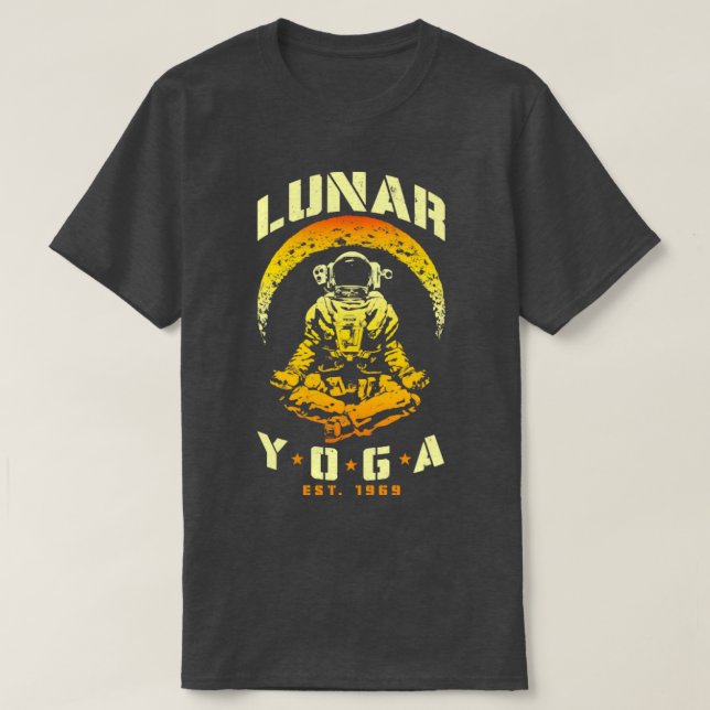 Lunar Yoga Astronaut Crescent Måne Space Science M T Shirt (Design framsida)