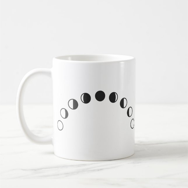 Lunarfaser Båg Minimalistisk Måntteckning Kaffemugg (Vänster)