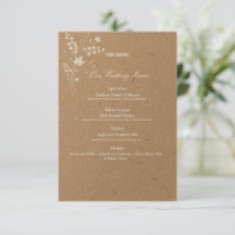 Lunaria Kraft Boho Bröllopsmeny Kort