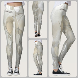 Lunaria Silver Dollar Blommig Vit Chic Leggings