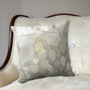 Lunaria Silver Dollar Elegant White Grått Cream Kudde