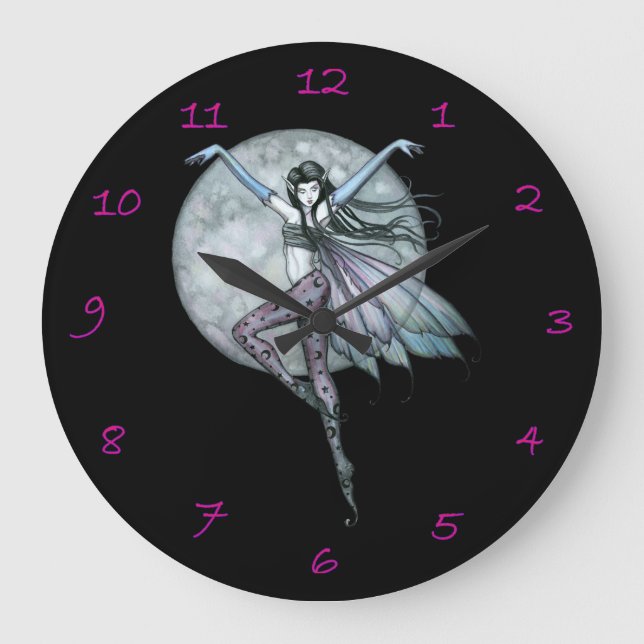 Lunas Ascent Fairy Fantasy Art Clock Stor Klocka (Framsida)
