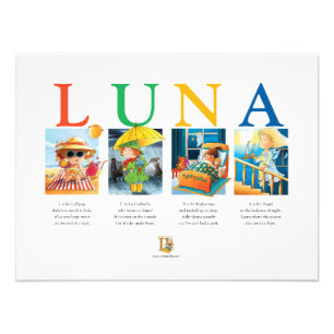 Lunas Baby Namn Poster - en vismisk keepsaké