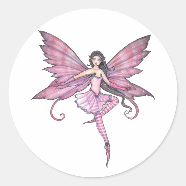 Luna's Dance  Älvstickeri Runt Klistermärke (Framsida)