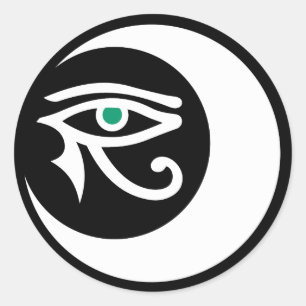 LunaSees Logotyp Sticker (vit/jade öga) Runt Klistermärke