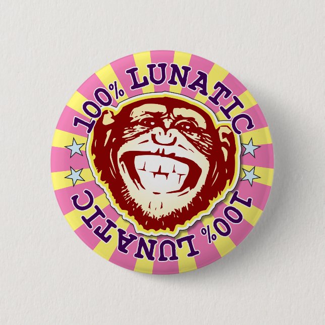 Lunatic 100% Lunatic Funky Monkey Badge Knapp (Framsida)