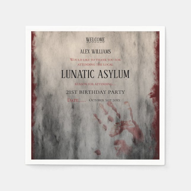 Lunatic Asyl Halloween Födelsedag Pappersservett (Framsidan)