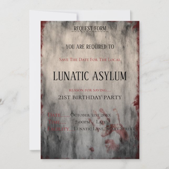 Lunatic Asylum Halloween Birthday Spara Datumet (Framsida)